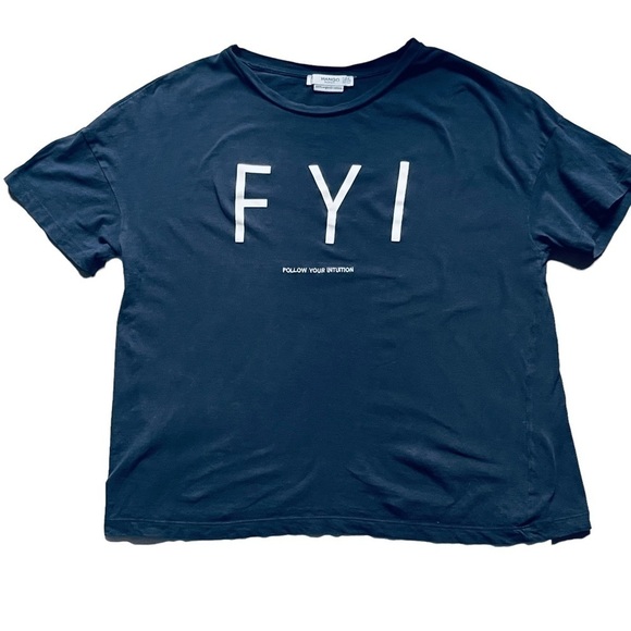 Mango Basics tee shirt scoop neck navy blue FYI Follow Your Intuition size XS - Picture 6 of 10